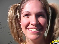 Horny college chick having fun with a gloryhole cock - Renee Jordan