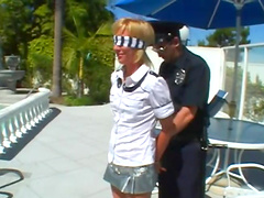 Blindfolded blonde gets fucked hard by her police officer