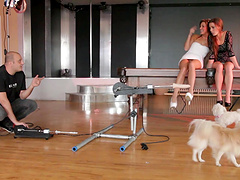 Realistic vibrator action with natural tits star Roxy Lane and Shana Lane.