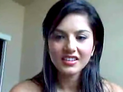 Homemade video with Sunny Leone showing her shaved pussy on the camera