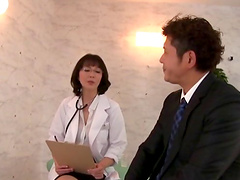 Video of kinky Japanese doctor with glasses pleasuring a dick