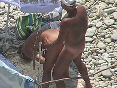 Naughty Nudists Having Sex on a Desolate Beach
