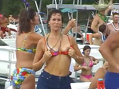 Captivating diva with natural tits in bikini getting wild at the party outdoor