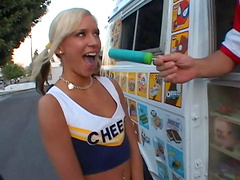 Slutty blonde cheerleader getting fucked in a van - Kacey Jordan