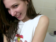 Homemade video in POV of brunette Candy riding a big dick