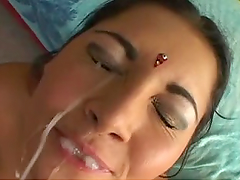 Gorgeous Indian Babe Sucks Cock and Gets a Creamy Facial