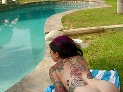 Outdoors fucking with adorable Joanna Angel ends with cum in mouth