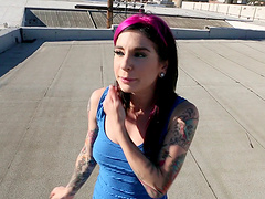 Outdoors solo video Joanna Angel playing with her wet pussy