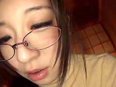 POV video of Marie Nakamura wearing glasses sucking a dick