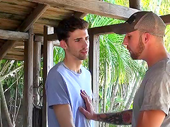 Outdoor rough fucking with gay dudes in their backyard - HD