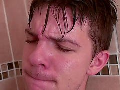 Dick sucking in the shower with a facial ending for a gay dude