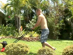 Homemade video with a gay dude being fucked by his gardener