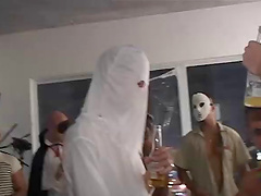 Halloween party with a naughty devil guy getting fucked - HD