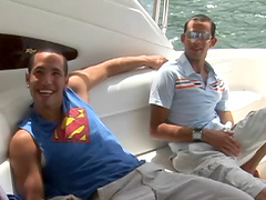 Outdoor party on the boat leads to gay dicking in the bedroom