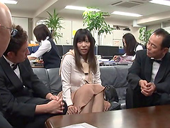 Horny Japanese secretary gets pleasured by her coworkers - HD