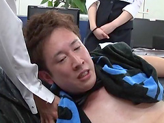 Horny Japanese secretary moans while being fucked in the office