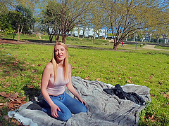 Outdoor fucking in the park with a ravishing blonde - Amaris