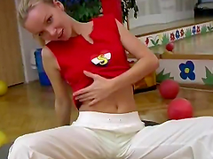 Skinny Blonde Fucks Herself With A Fake Cock