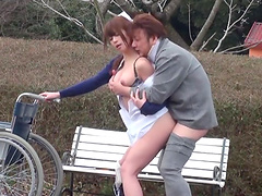 Outdoor dicking in the park with a horny Japanese nurse - HD