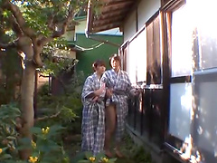 Japanese lesbos having their foreplay outdoors before having sex