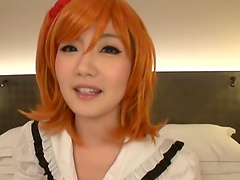 Kinky redhead Japanese Kawamura Maya moans while riding a dick