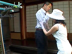 Japanese girlfriend enjoys while giving her boyfriend a blowjob