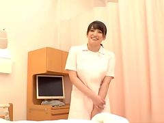 Japanese nurse enjoys while giving her patient a handjob