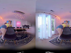Virtual reality porn video with blonde Penny Pax sucking a dick
