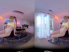 Virtual reality porn video with blonde Penny Pax sucking a dick