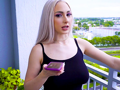 Blonde Skylar Vox with big tits sucking a large dick in POV
