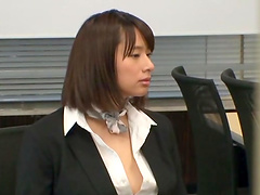 Japanese secretary wearing nylon pantyhose - Haruna Hana