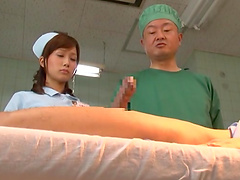 Brunette Minami Kojima enjoys while riding her patient's dick
