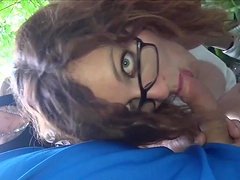 Outdoor fucking in the forest with brunette Pussydoll - HD