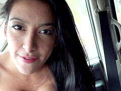 Trimmed pussy babe Kimberly Gates wants to be fucked in the car