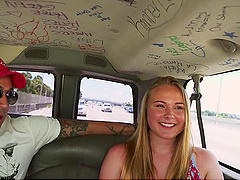 Fucking in the back of a car with blonde Alyssa Cole - HD