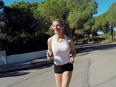 Blonde babe Katarina Hartlova wants to be fucked after running