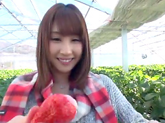 Outdoors video of cute Japanese girl Ayami Shunka giving a blowjob