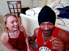 Interracial fucking ends with a facial for naughty AJ Applegate
