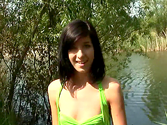 An Outdoors POV With A Slutty Brunette Teen