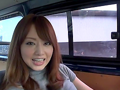 Akiho Yoshizawa enjoys while being nicely pleasured in the bus