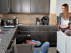 Sera Ryder wearing fishnet sucking a dick in the kitchen - HD