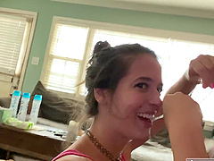 Homemade POV video of brunette Abbie Maley being fucked hard