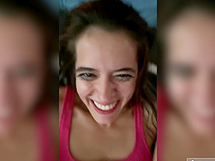 Homemade POV video of brunette Abbie Maley being fucked hard