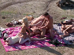 Outdoor group dicking with kinky Julia Ann and Natasha Marley