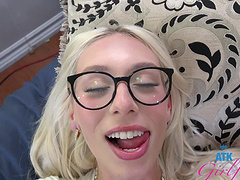 Kay Lovely enjoys while giving a footjob in HD POV homemade video
