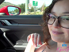 HD POV video of Leana Lovings being nicely fingered in the car