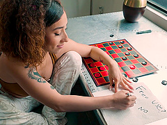 Gamer girl Kira Perez plays a game while getting screwed