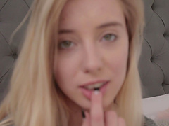 Dude with a long dick fucks mouth and pussy of pretty Haley Reed
