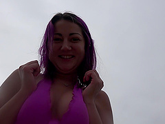 Adams enjoys while getting fingered outdoors in public - POV