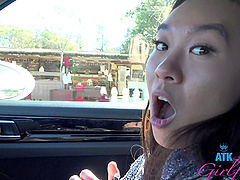 Hot Asian girlfriend Kimmy Kimm loves teasing in public places